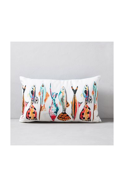 Mudo Home 35x55 Aqua Fish Throw Pillow Colorful