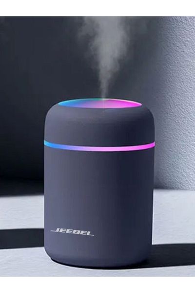Jeebel Mini Humidifier 300ml with LED Light | USB Powered | Silent Operation | Home & Car|White