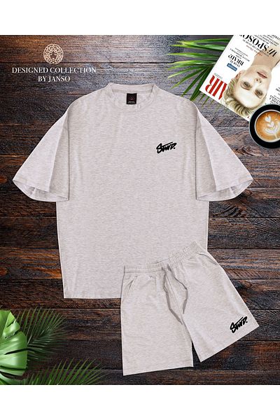ACTIVE MODA Men's Short Sleeve T-Shirt-Short Set Large Size 2Lt Oversize
