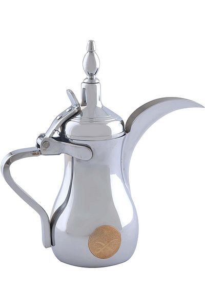 ALSAIF Dallah from Saif, size 26 oz., ideal for preparing and serving Arabic coffee, chrome color.