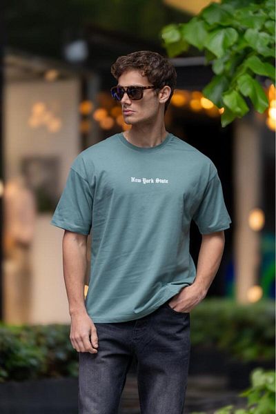 Decas Water Green Oversize βαμβακερό μπλουζάκι - Crew Neck TONGS
