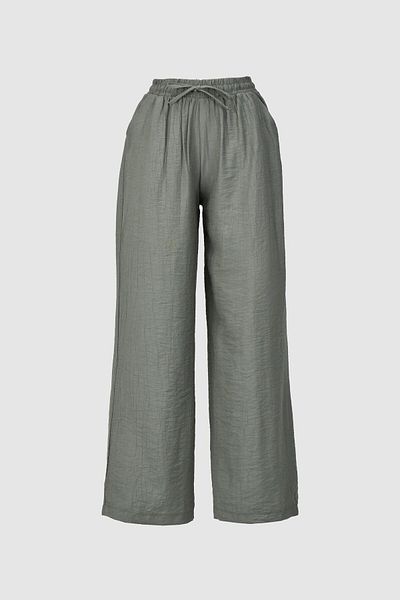 birizmoda High Waist Wide Leg Summer Trousers - Khaki