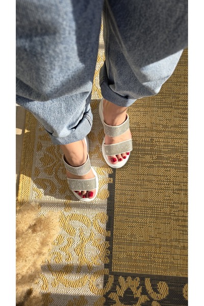 Melinta Shoes Melinta Stone Detail Platform Women's Slippers