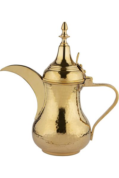 ALSAIF Dallah from Saif, 32 oz., ideal for preparing and serving Arabic coffee. Gold color.