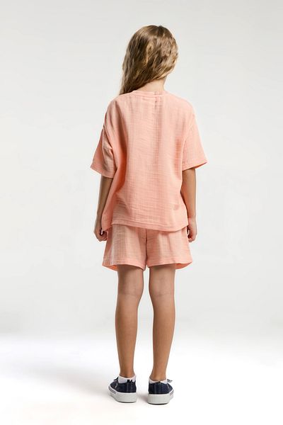 U.S. Polo Assn. Girl's 100% Cotton Soft Fabric Button Collar Shorts Blouse Set of Two