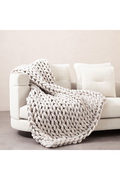 Mudo Home Abella Cream Colored 120X180 Sofa Shawl