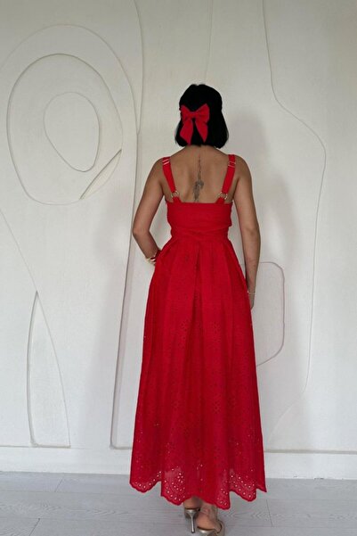 buğrahayalin Red Strap Embroidery Dress
