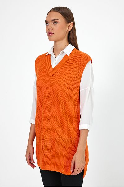 Rodi V-Neck Zero Sleeve Knitwear Women's Sweater - 0608