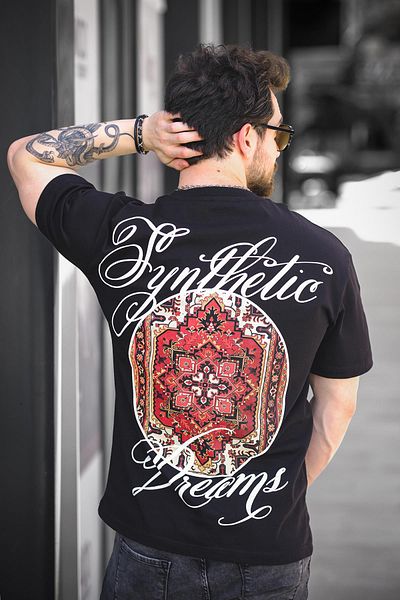 Oksit Ethnic Pattern Logo Back and Front Printed Cotton Comfort Men's Tshirt