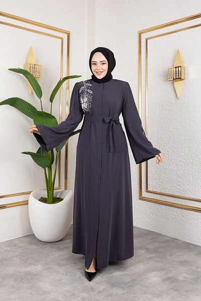 Nevayla Moda İnci Λεπτομερής Ferace - Anthracite / F0141