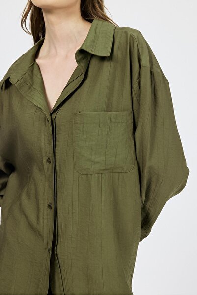 Rays Cămașă țesătă cu un singur buzunar kaki 4641A