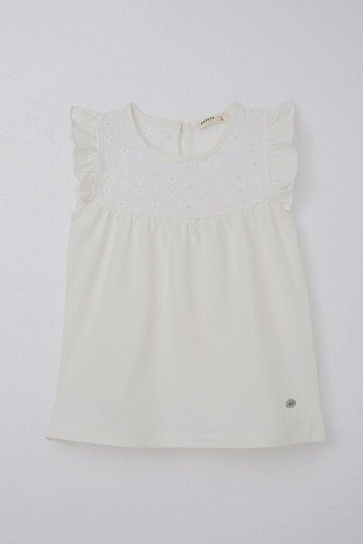 Breeze Δαντελένιο T-Shirt για κορίτσια 4-8 ετών, εκρού