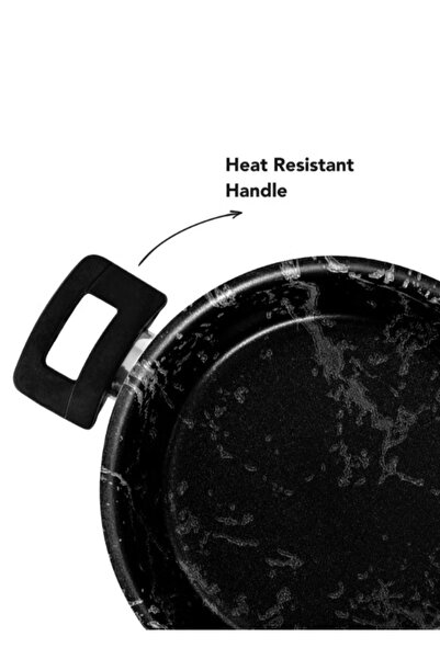 GRANDİ 11 Pieces Marble Cook Set Pots And Pans Stainless Steel Lids Black Marble 16-18-20-26-20-22 Cm