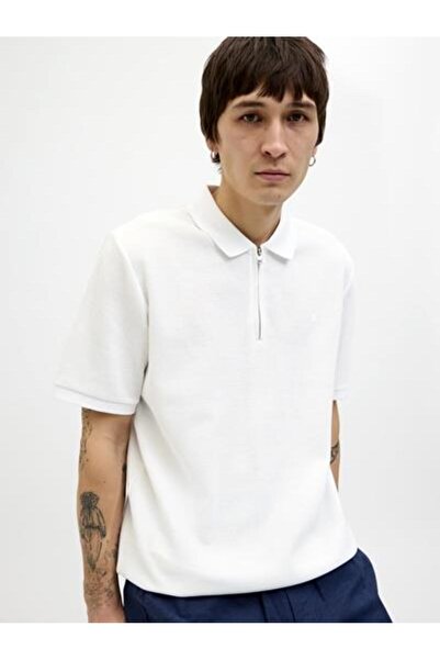 Jack & Jones Jjeaustın Zip Polo SS Sn Bela Muška Majica 12279177