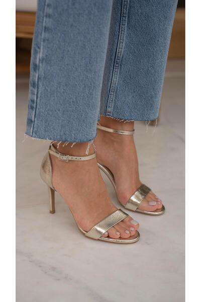 ECENİN BUTİĞİ Yolette Dore Hakiki Deri Topuklu Ayakkabı