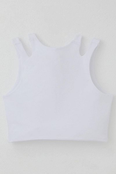 Breeze White Girl's Crop T-Shirt - Double Strap, Shoulder Detail, 9-16 Years