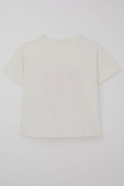 Breeze T-Shirt για κορίτσια Crop Slogan με θέμα Floral printed 9-14 ετών, εκρού