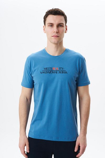 Arma Tricou pentru bărbați, albastru, cu croială normală, cu imprimeu, cu decolteu rotund, Y 29344454002