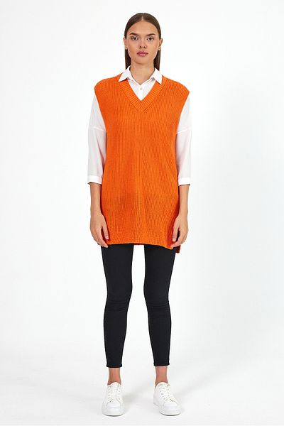Rodi V-Neck Zero Sleeve Knitwear Women's Sweater - 0608
