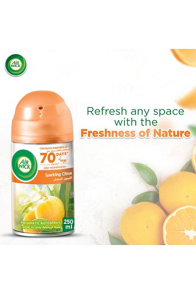 Air Wick Freshmatic Autospray Refill, Sparkling Citrus Scent, 250ml x 3