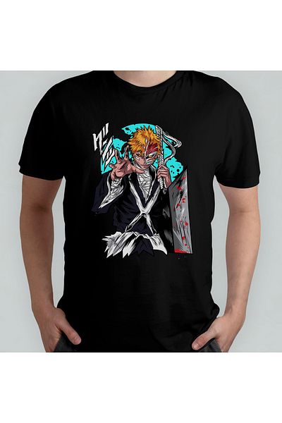 Pixxa Bleach Anime Manga Unisex 100% βαμβακερό μπλουζάκι με λαιμόκοψη μοντέλο 1