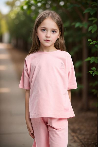 U.S. Polo Assn. Îmbrăcăminte pentru fete 100% bumbac Tricou și pantaloni scurți Set două piese US01.LL.01.P4.O017
