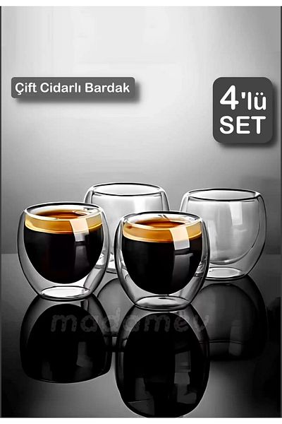 Nespresso طقم أكواب إسبرسو مزدوج الجدار مكون من 4 قطع 80 مل
