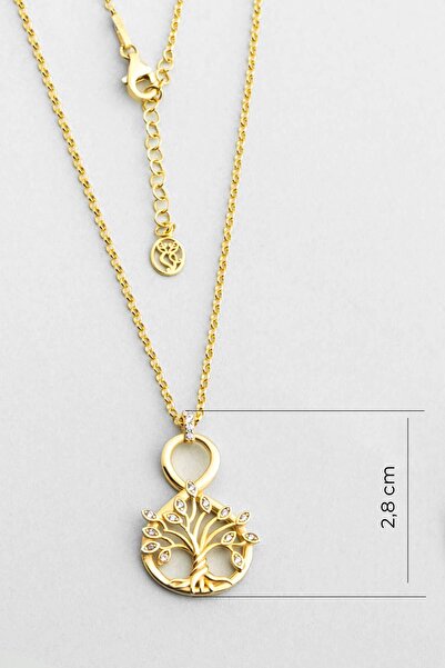 So CHIC... Hayat Ağacı 18 Ayar Sarı Altın Kaplama 45 Cm Gümüş Kolye