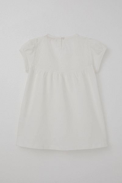Breeze T-Shirt για κορίτσια Κεντητό λουλούδι 4-8 ετών, εκρού