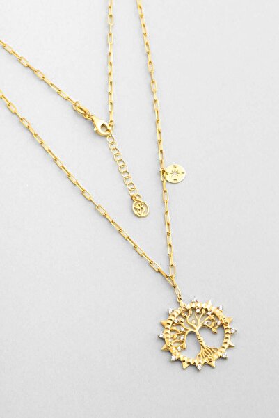 So CHIC... Hayat Işığı 18 Ayar Sarı Altın Kaplama 53 Cm Gümüş Kolye