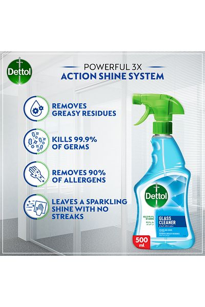 Dettol Glass Cleaner Spray Bottle, 500 ml