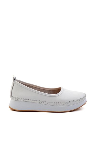 Bambi White Genuine Leather Women's Casual Shoes K 01303018303