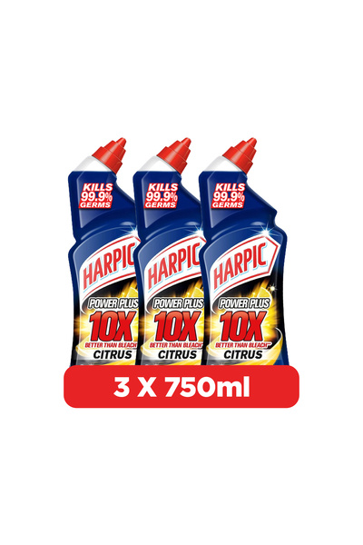 Harpic منظف المرحاض باور بلس، برائحة الحمضيات، 750 مل × 3