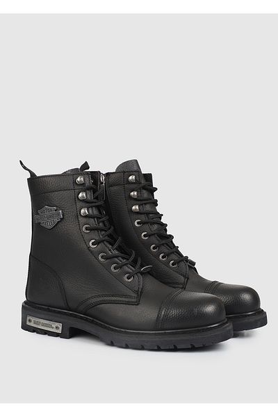 Harley Davidson Colmar Μαύρες Ανδρικές Δερμάτινες Μπότες με στάμπα 025μ 100553