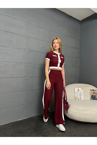 Cistern İstanbul Women's Short Sleeve Ottoman Fabric Buttoned Double Suit