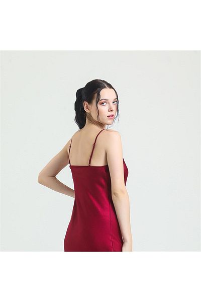 Magic Form Short Women's Nightgown with Peplum Collar Crepe Satin Straps