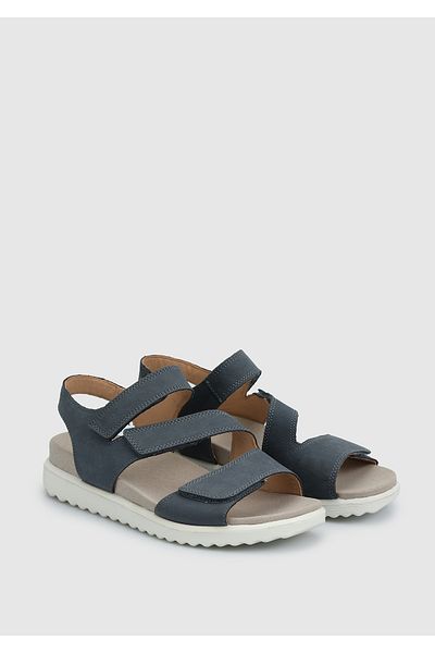 Legero Γυναικεία φλατ σανδάλια Navy Blue Δερμάτινα