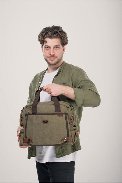 ÇÇS 31352 Model Canvas Briefcase with Shoulder Strap