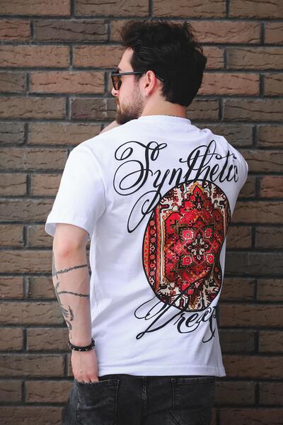 Oksit Ethnic Pattern Logo Back and Front Printed Cotton Comfort Men's Tshirt