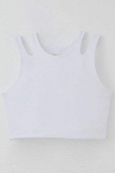 Breeze White Girl's Crop T-Shirt - Double Strap, Shoulder Detail, 9-16 Years