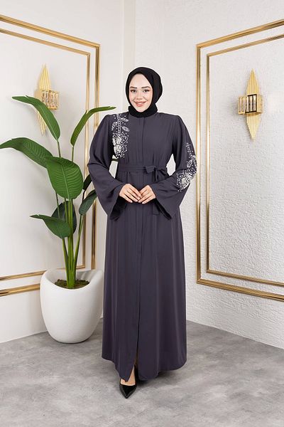 Nevayla Moda İnci Λεπτομερής Ferace - Anthracite / F0141