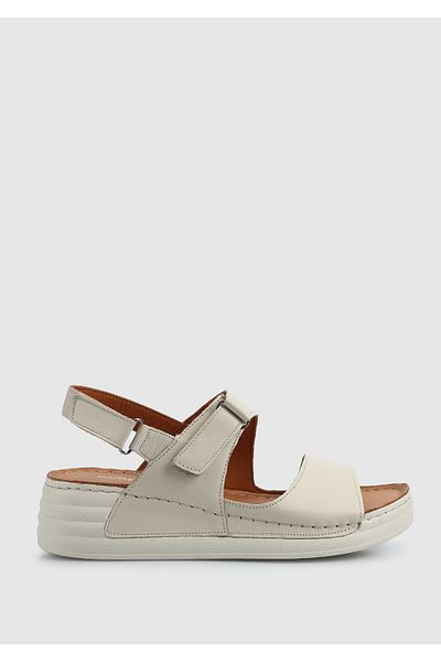 Eclipse Ecru Leather Women's Flat Sandals