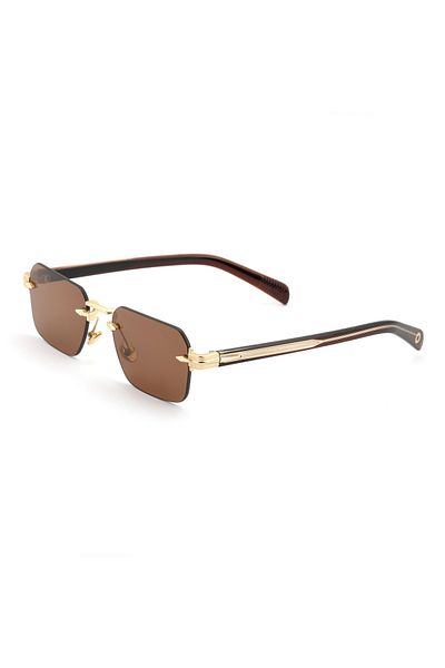 TomyHelf Unisex Sunglasses, Rectangular Design and Gold K.Color Acetate Frame