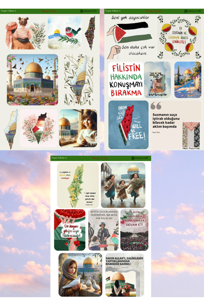 MirayDesign 6'lı Filistin Temalı 12*17 Cm Sticker Seti