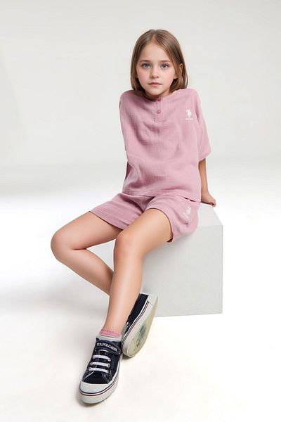 U.S. Polo Assn. Set pantaloni scurți 100% bumbac pentru fete US01.LL.01.P4.O019