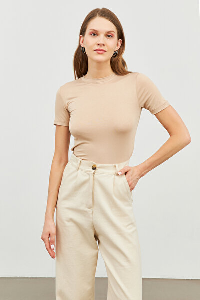 Bukamiss Γυναικεία κρεμ κοντομάνικη μπλούζα