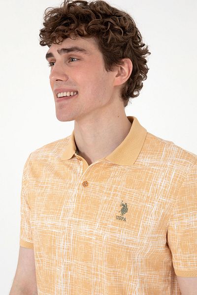 U.S. Polo Assn. Men's Regular Fit Polo Neck Beige Patterned T-Shirt 50299641-Vr011