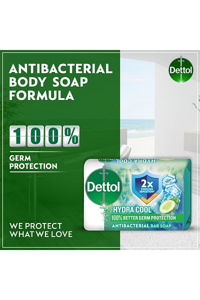 Dettol Hydra Cool Bathing Soap, Cucumber & Icy Menthol Scent, 165g x 4