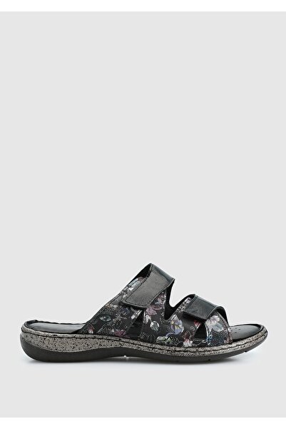 Eclipse Чорні шкіряні жіночі тапочки