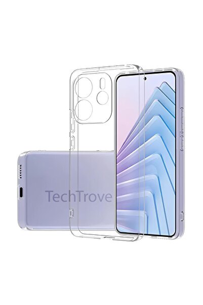 TechTrove Xiaomi Redmi Note 14 5G Kılıf Kamera Koruma Çıkıntılı Şeffaf ve Esn...
